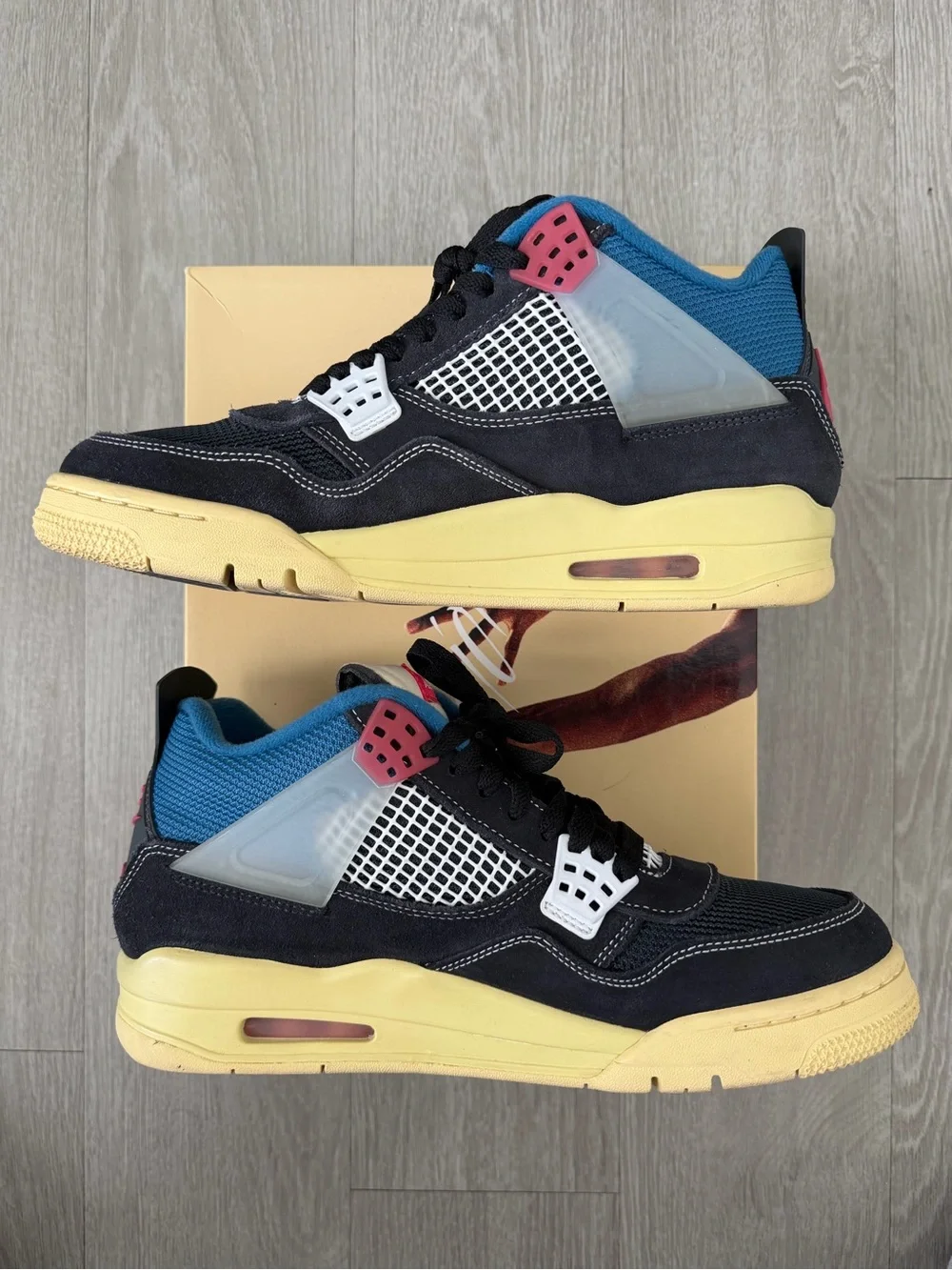 Jordan Men's Black, Blue & Cream Low-Top Sneakers with Pink Accents